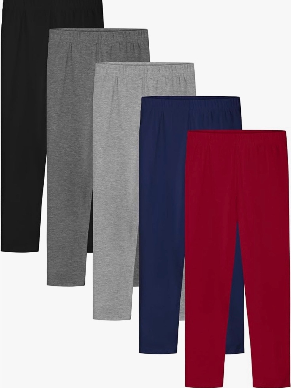 Girls Cotton and Spandex Leggings.Set of 5 as shown. 6-7 years